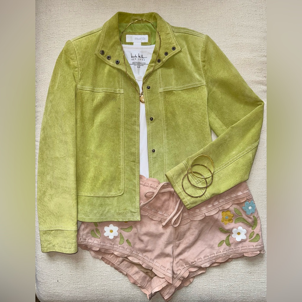 Free People Suede Micro Shorts With Floral Print